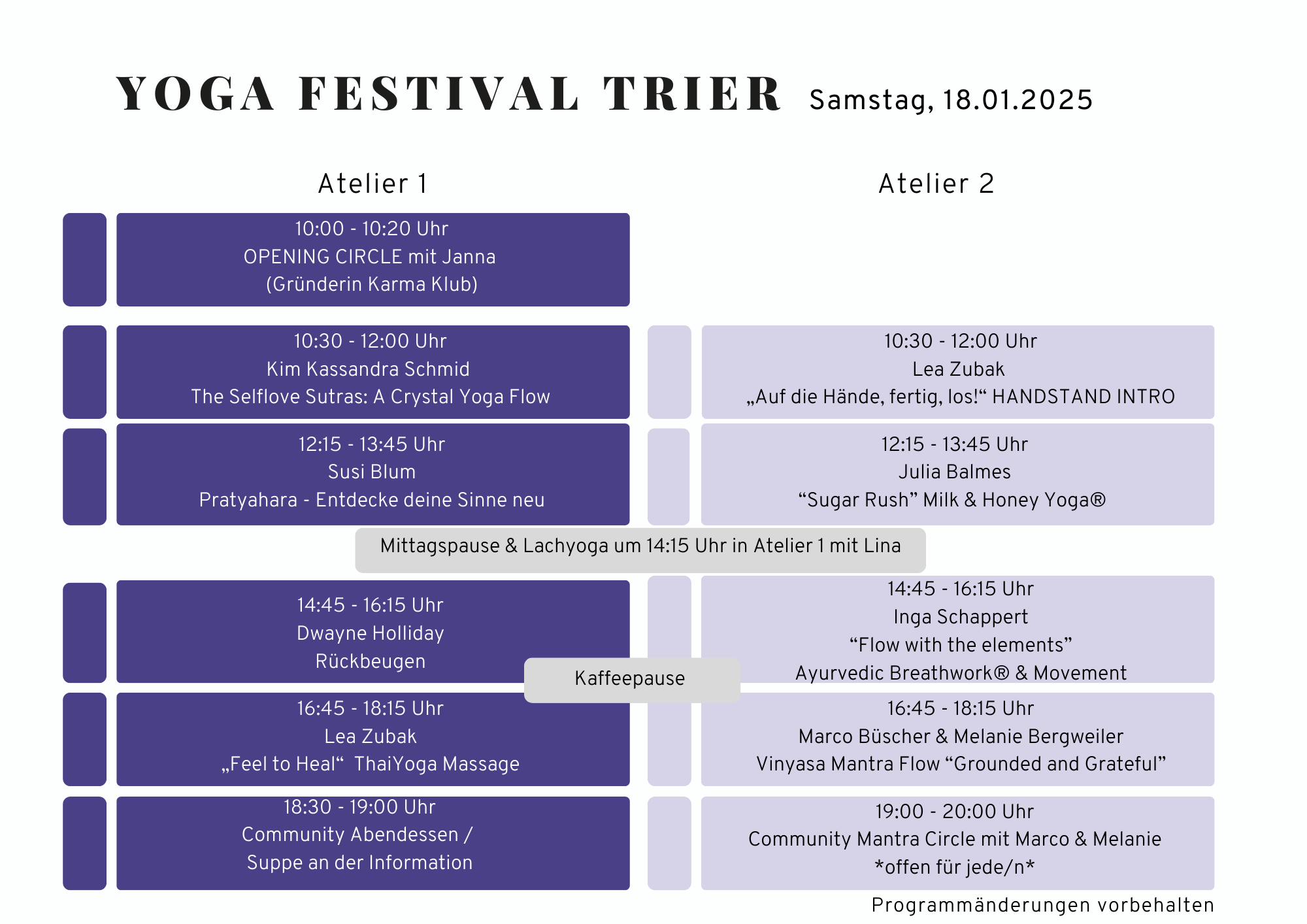 Yoga Festival Trier 2025 Programm Samstag