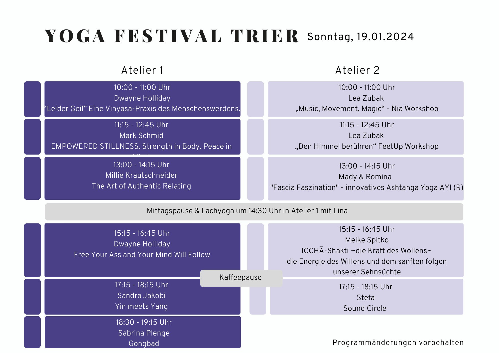 Yoga Festival Trier 2025 Programm Sonntag